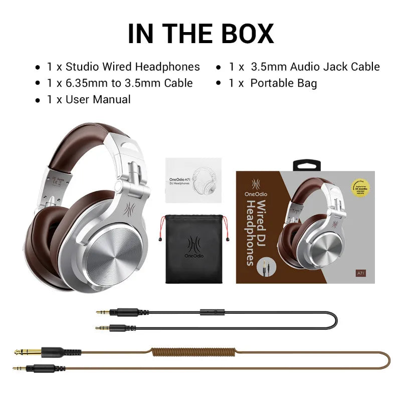Oneodio A71 Wired Studio DJ Headphones – Over-Ear HiFi with Mic for Recording & Gaming