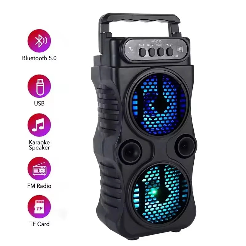 Urban Techy Outdoor Wireless Speaker – Dual 3" Stereo Subwoofer, FM, TF/USB, Karaoke