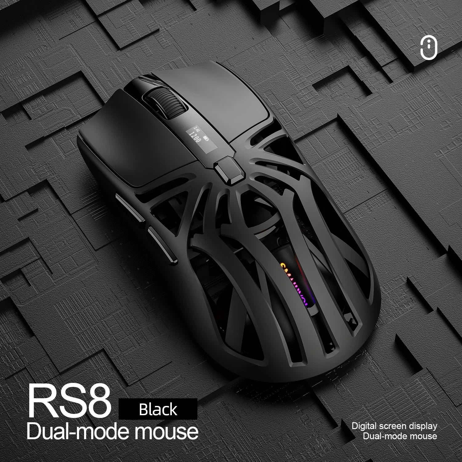 SmailWolf RS8 Wireless Gaming Mouse – Tri-Mode, Hollow Lightweight Design, 1000Hz