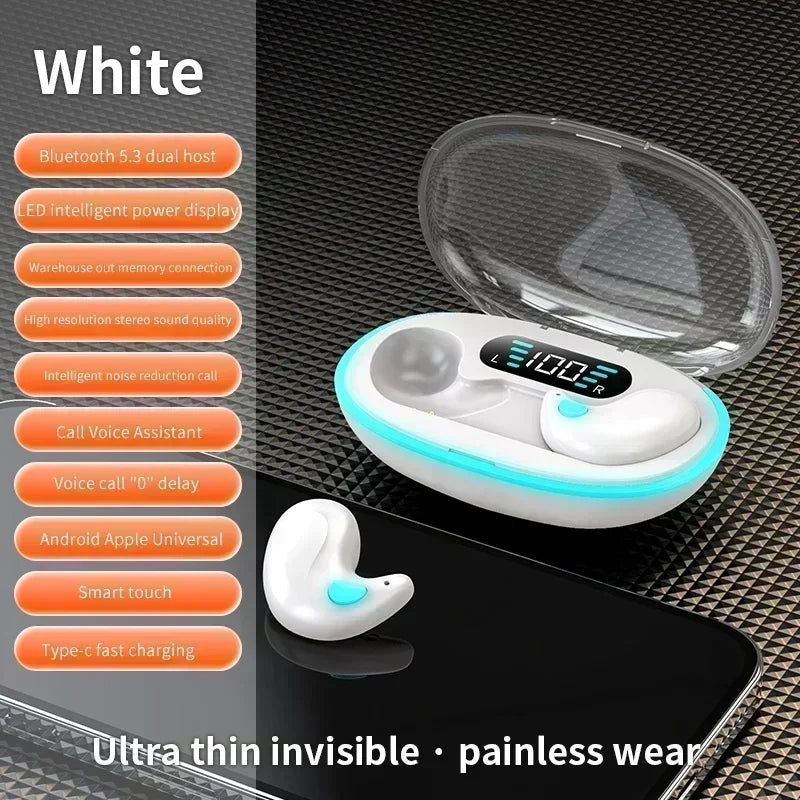 X55 Sleeping Wireless Earbuds – Mini TWS Hidden Headset with Mic, HD Call & Waterproof