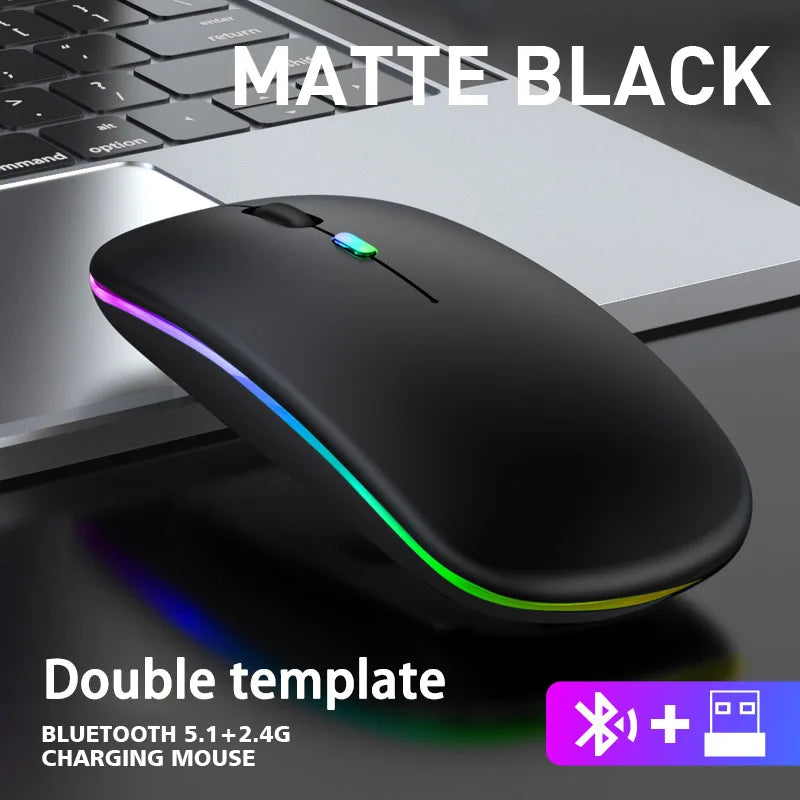 Urban Techy Quiet Wireless Mouse – 2.4GHz Bluetooth Rechargeable, 1600 DPI Backlit