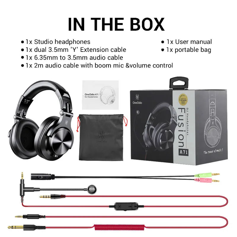 Oneodio A71 Wired Studio DJ Headphones – Over-Ear HiFi with Mic for Recording & Gaming