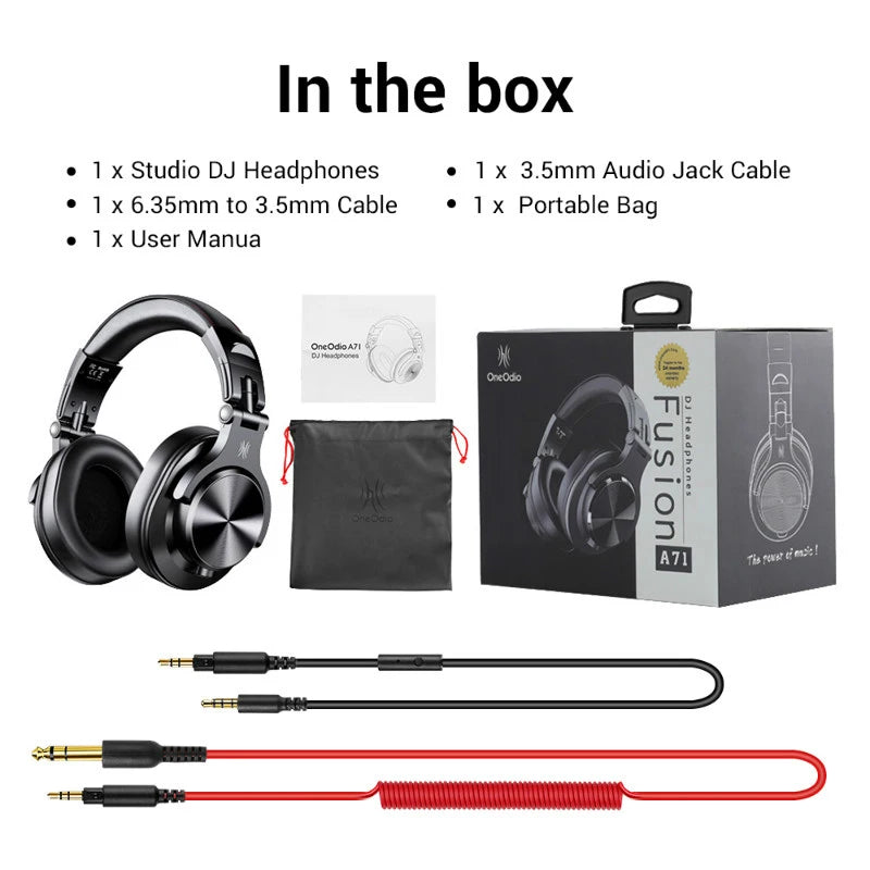 Oneodio A71 Wired Studio DJ Headphones – Over-Ear HiFi with Mic for Recording & Gaming
