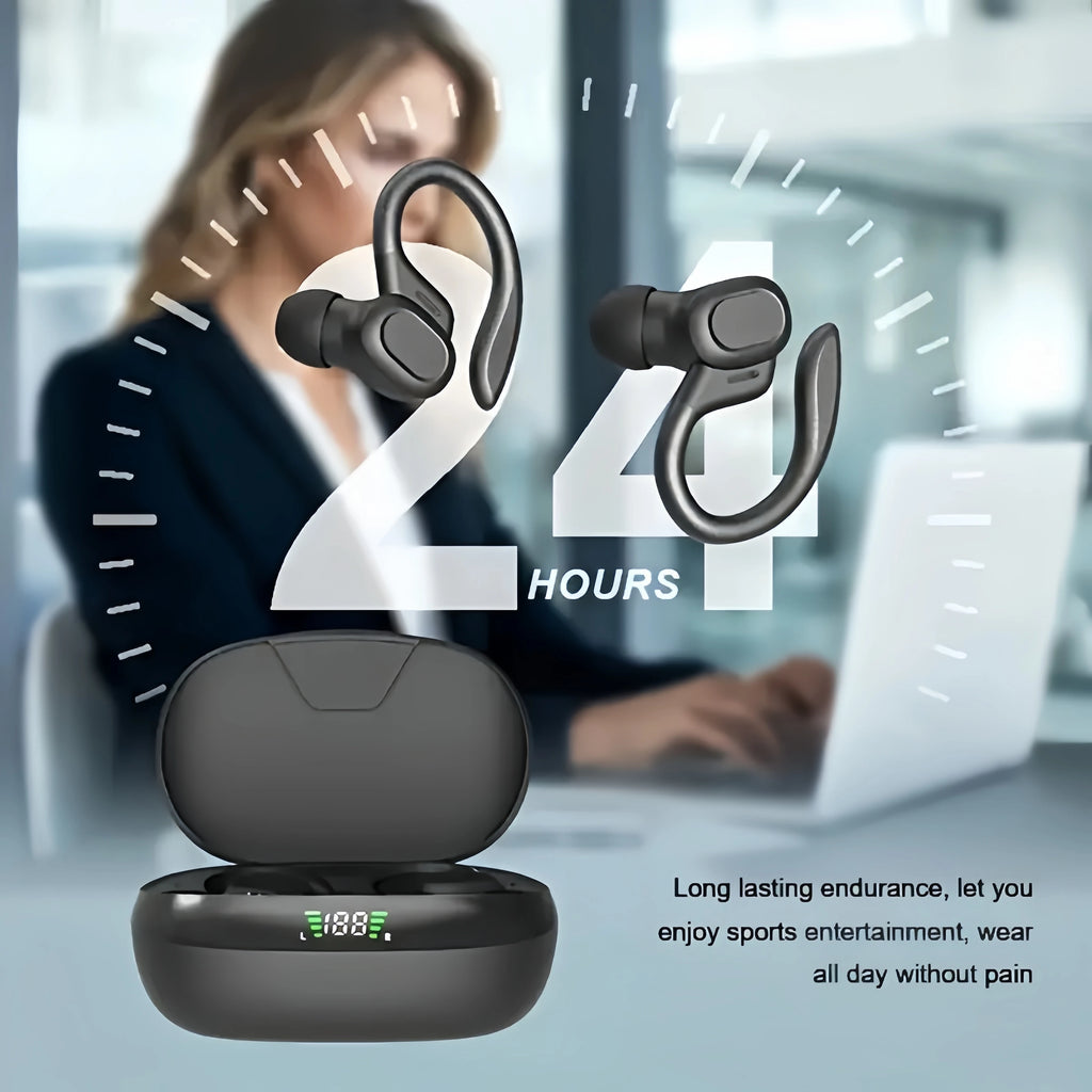 Urban Techy True Wireless Earbuds – TWS Sports Ear Clip with Mic & LED Display