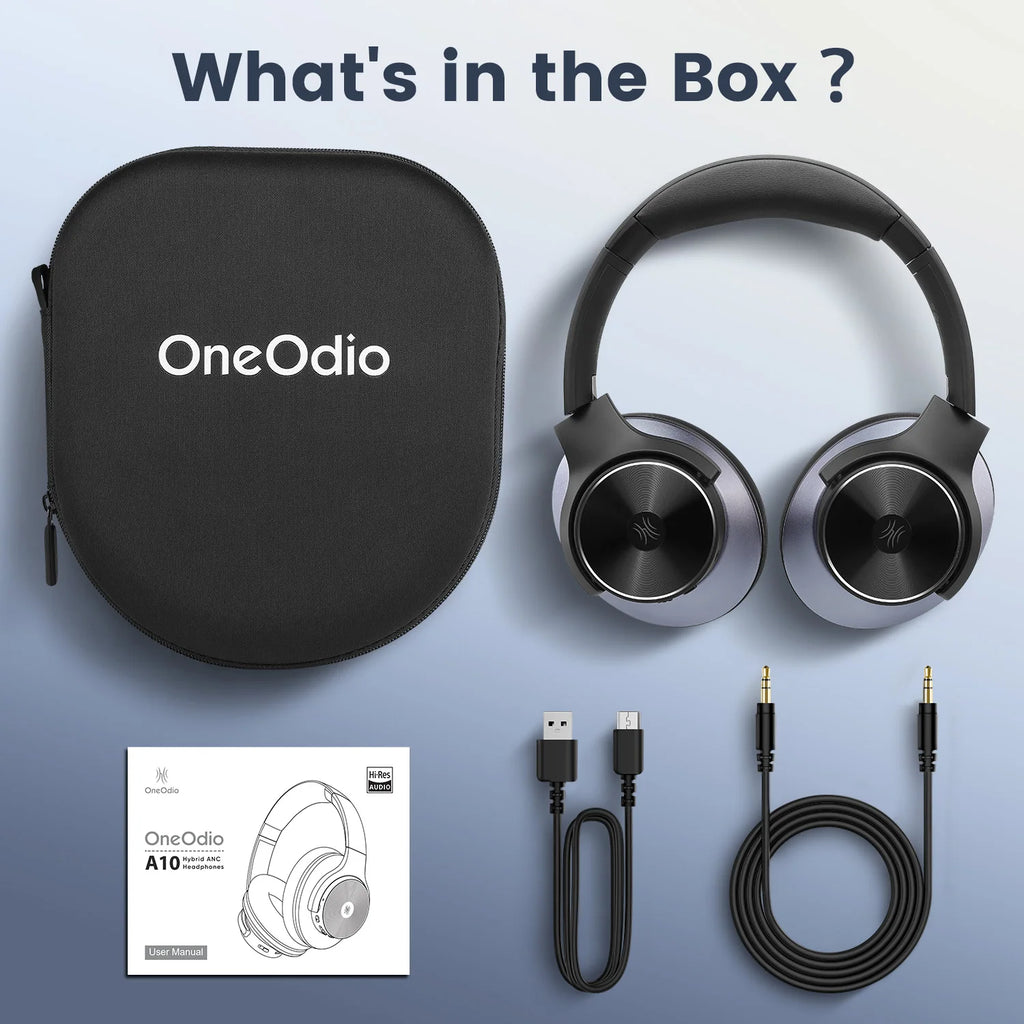 Oneodio A10 Wireless Headphones – Bluetooth 5.4, Hybrid ANC, Hi-Res Audio, 5-Mic