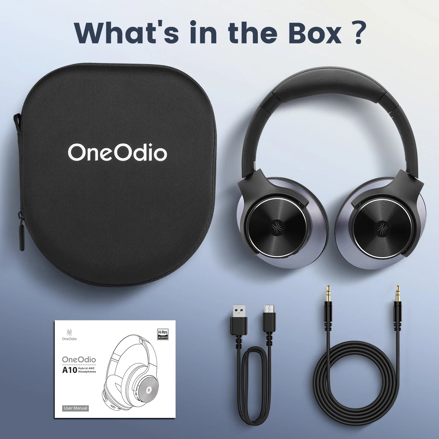 Oneodio A10 Wireless Headphones – Bluetooth 5.4, Hybrid ANC, Hi-Res Audio, 5-Mic