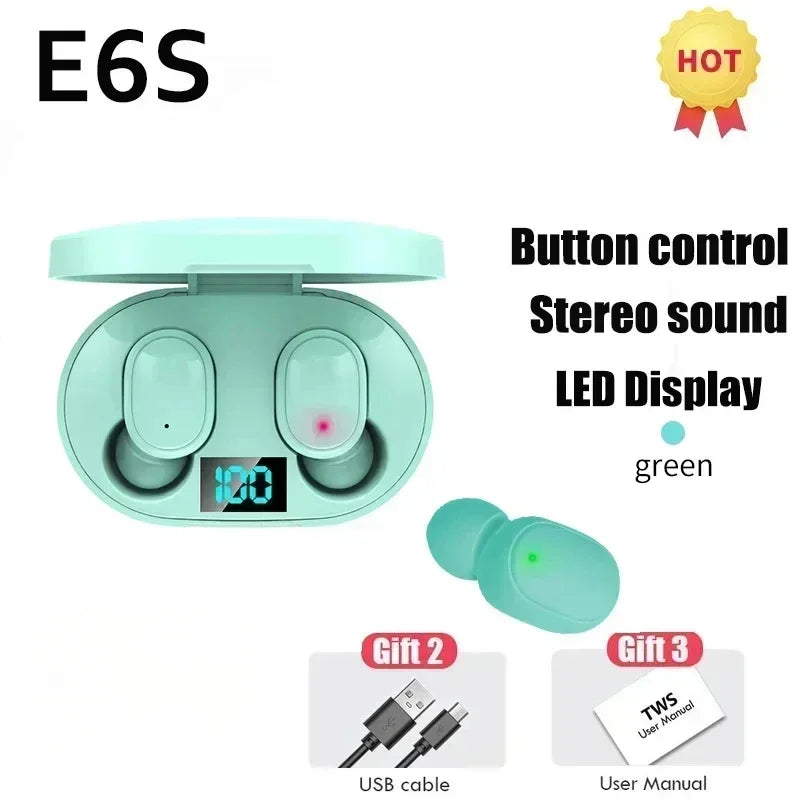 E6S TWS Wireless Bluetooth Earphones – Noise Cancelling with Microphone