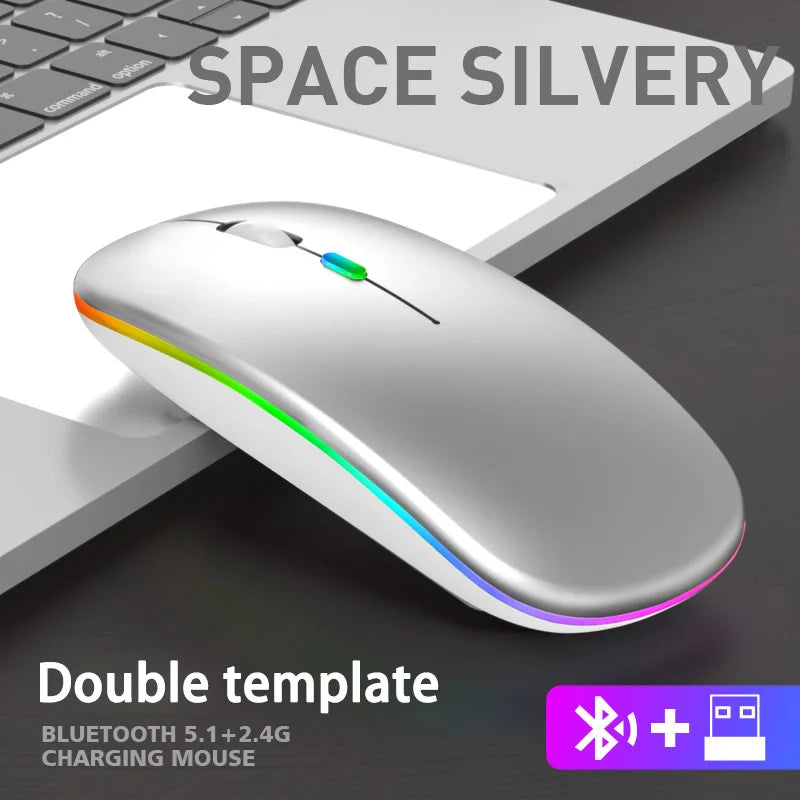 Urban Techy Quiet Wireless Mouse – 2.4GHz Bluetooth Rechargeable, 1600 DPI Backlit