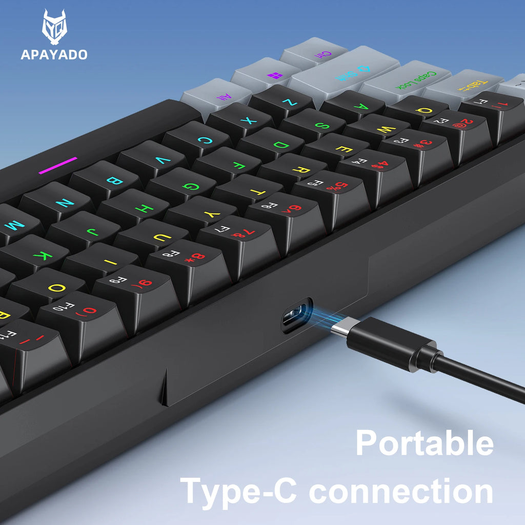 APAYADO K61 Mini Mechanical Keyboard – 60% Wired, 61 Keys, Phantom RGB