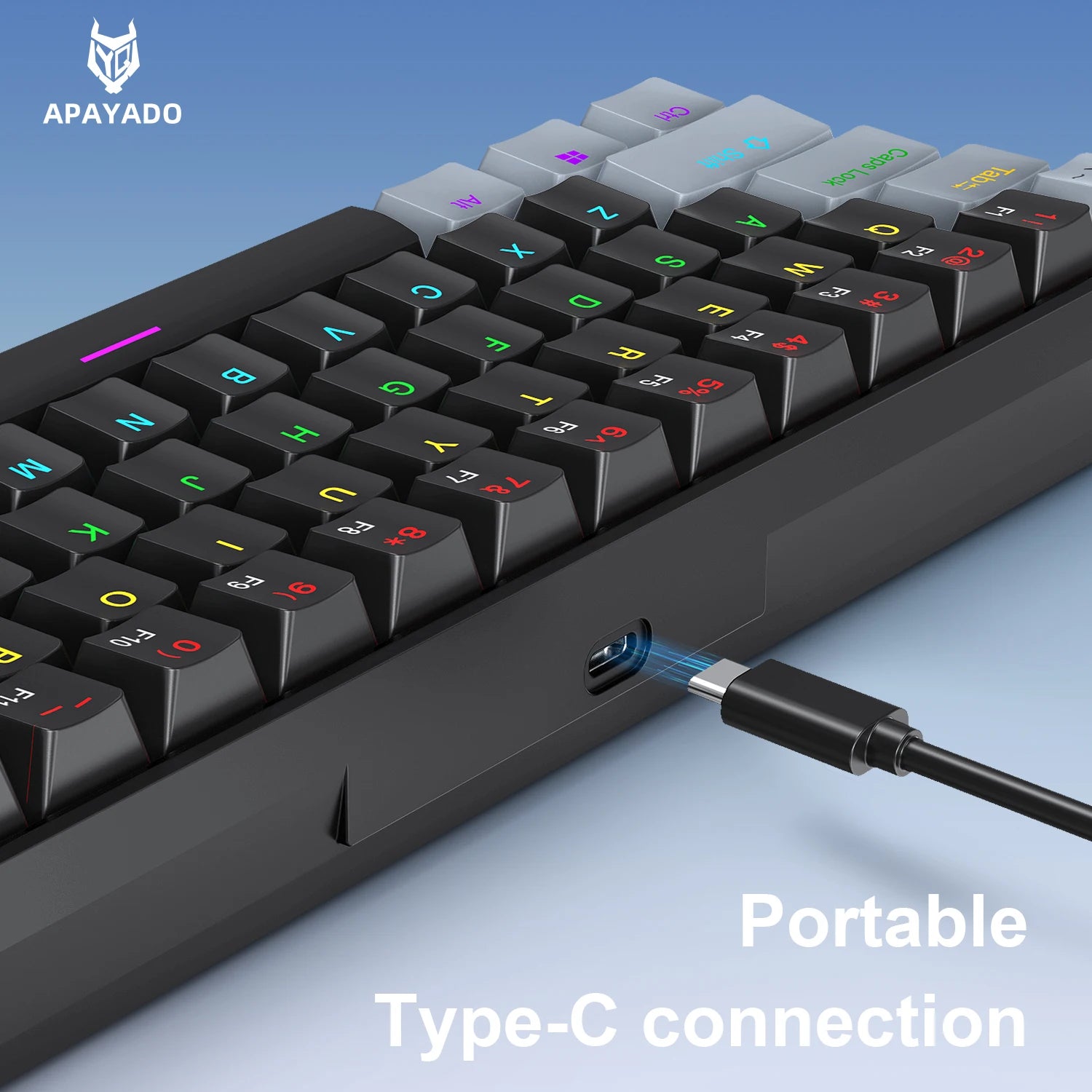 APAYADO K61 Mini Mechanical Keyboard – 60% Wired, 61 Keys, Phantom RGB