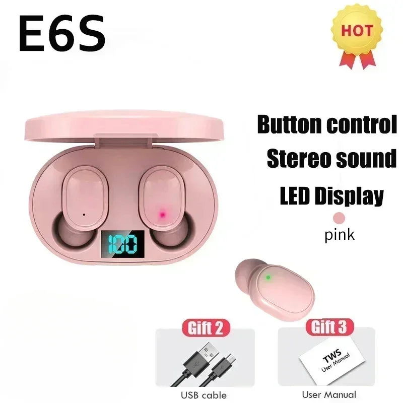 E6S TWS Wireless Bluetooth Earphones – Noise Cancelling with Microphone