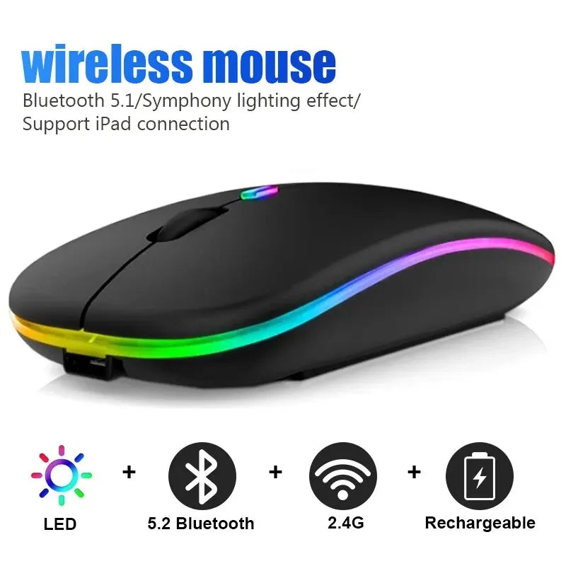 Urban Techy Wireless RGB Mouse – Rechargeable Bluetooth & USB, 3600 DPI