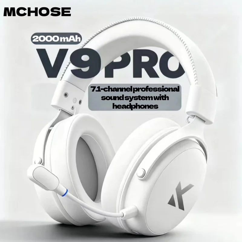 MCHOSE V9 Pro Wireless Gaming Headset – 7.1 Surround Sound, Noise Cancelling Mic