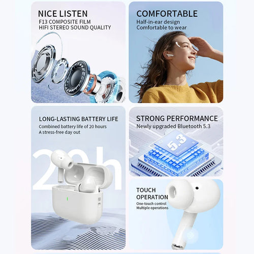 Air Pro TWS Wireless Earphones – HiFi Bluetooth, Noise Reduction & Waterproof for iPhone & Android