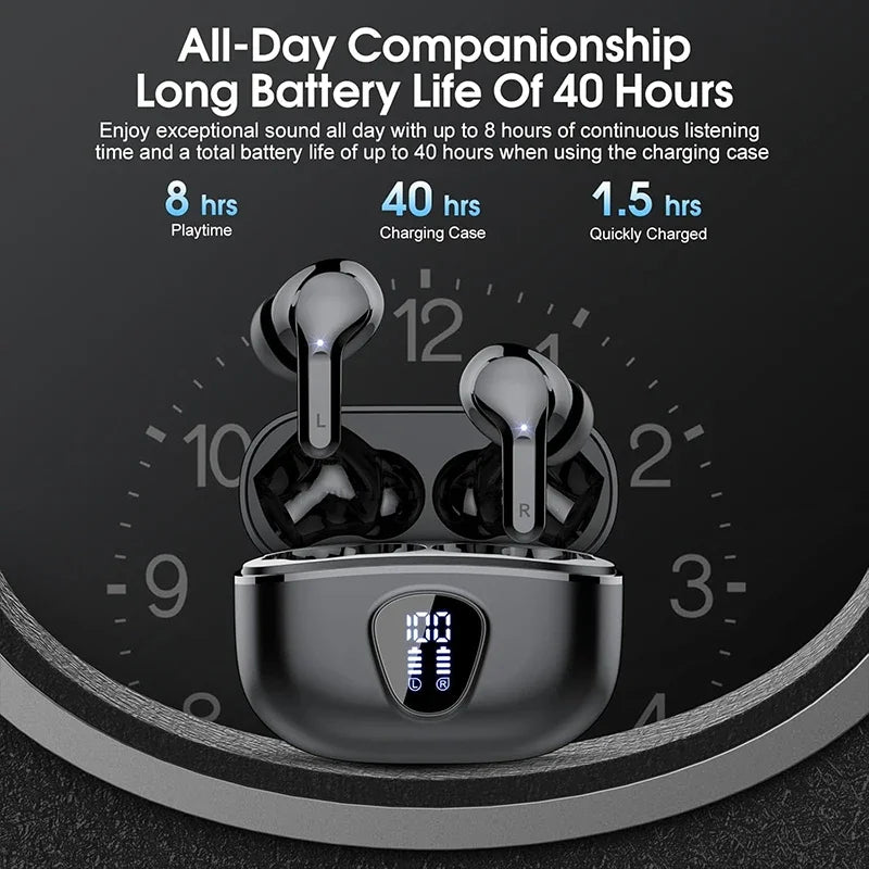Urban Techy HiFi Wireless Earbuds – BT5.3, ENC Noise Cancelling, 48H Battery, IP7 Waterproof