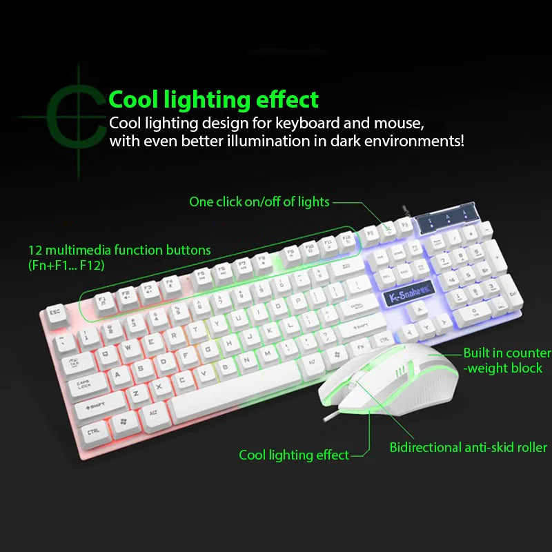 KM320 Gaming Keyboard & Mouse Combo – Waterproof, Backlit, Luminous Design