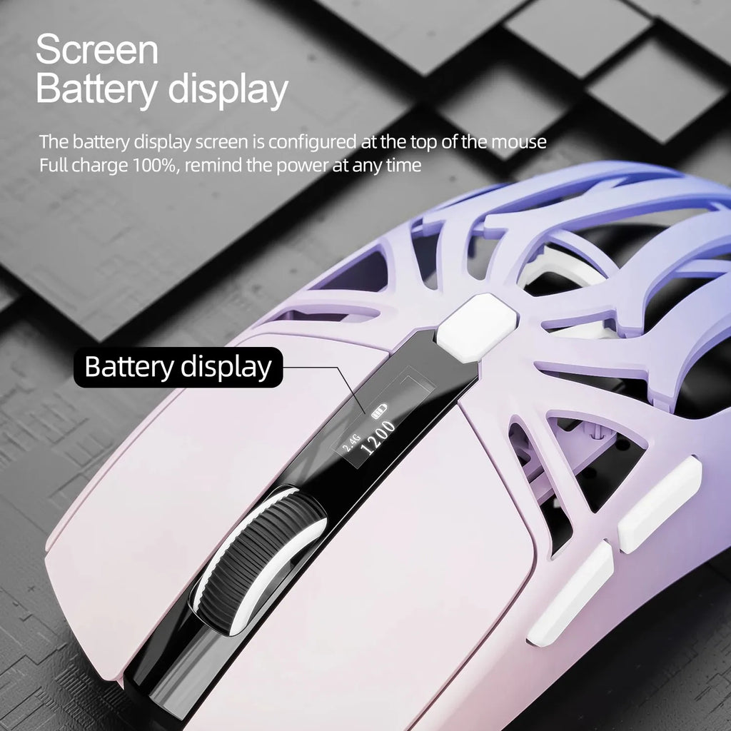 SmailWolf RS8 Wireless Gaming Mouse – Tri-Mode, Hollow Lightweight Design, 1000Hz