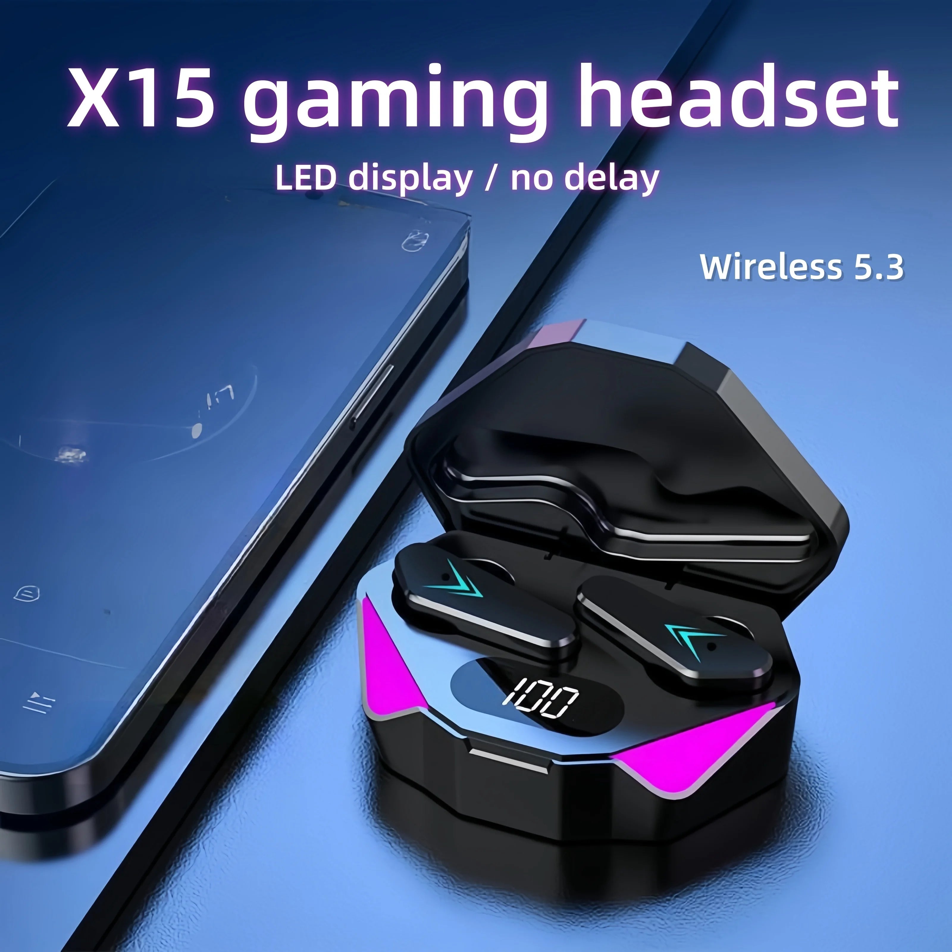 X15 TWS Wireless Gaming Earbuds – LED Display, Noise Cancelling Bluetooth Headset