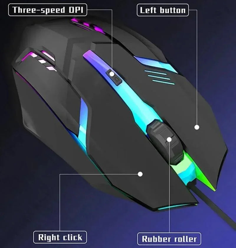 Urban Techy Ergonomic Gaming Mouse – 4-Button USB RGB Backlit