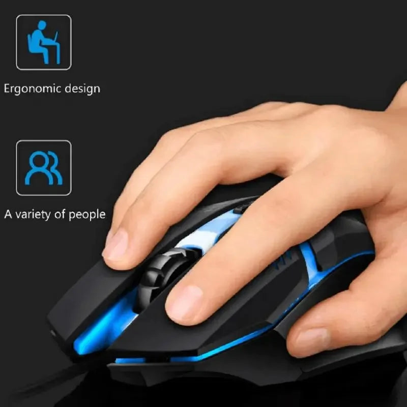 Urban Techy Ergonomic Gaming Mouse – 4-Button USB RGB Backlit