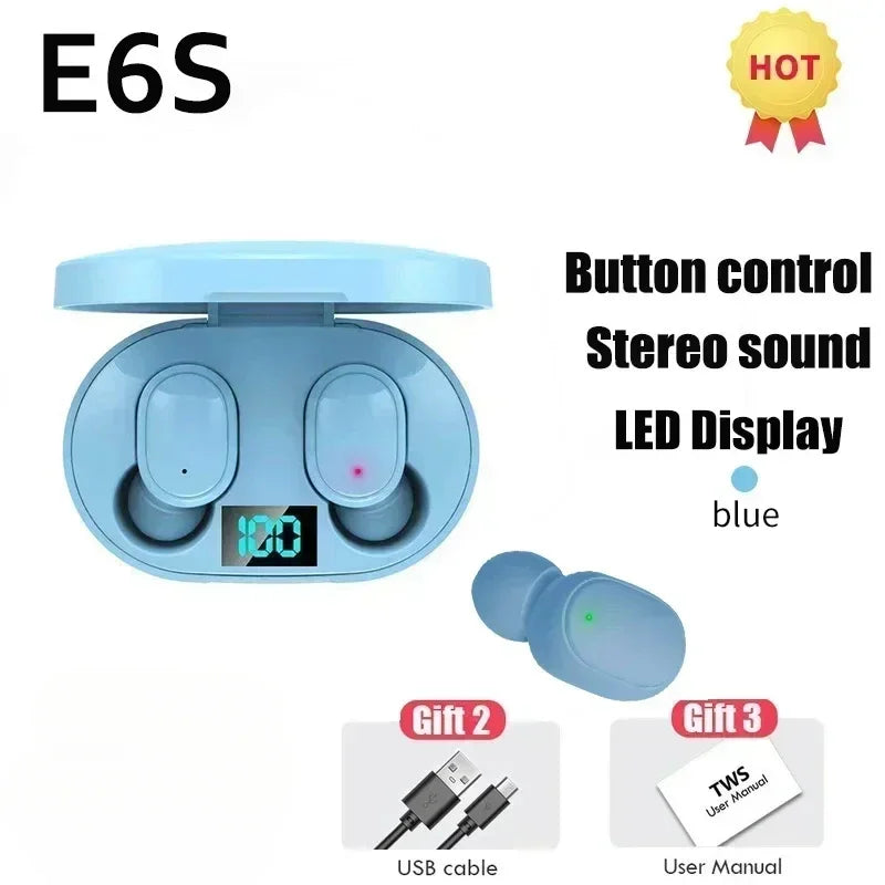 E6S TWS Wireless Bluetooth Earphones – Noise Cancelling with Microphone