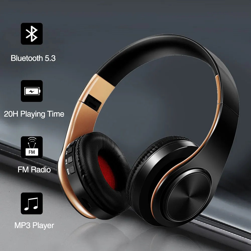 Urban Techy HiFi Bluetooth Headphones – Stereo with FM Radio, SD Card & Mic for Mobile