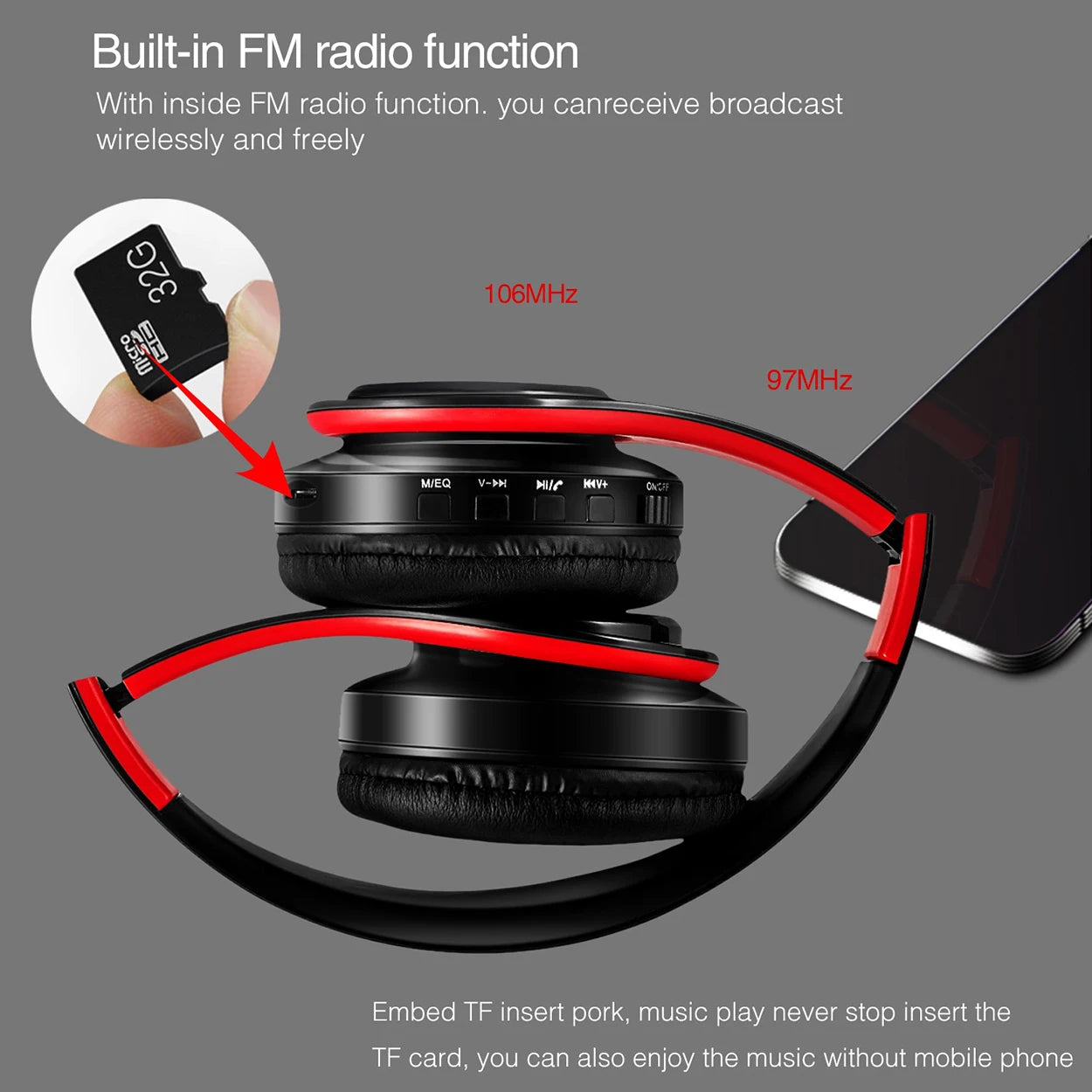 Urban Techy Wireless Bluetooth Stereo Headset – Sports Overhead with Mic for TV, PC & Tablet