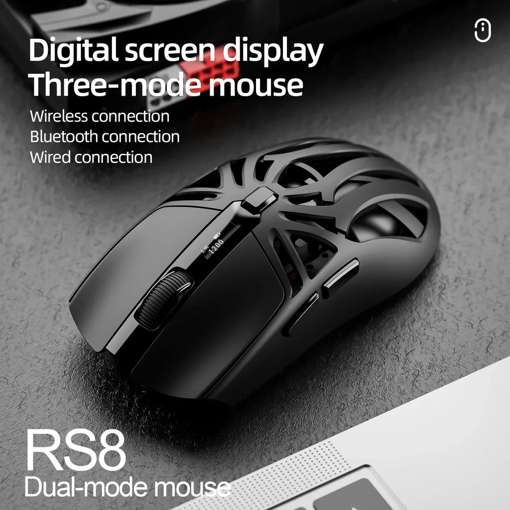 SmailWolf RS8 Wireless Gaming Mouse – Tri-Mode, Hollow Lightweight Design, 1000Hz