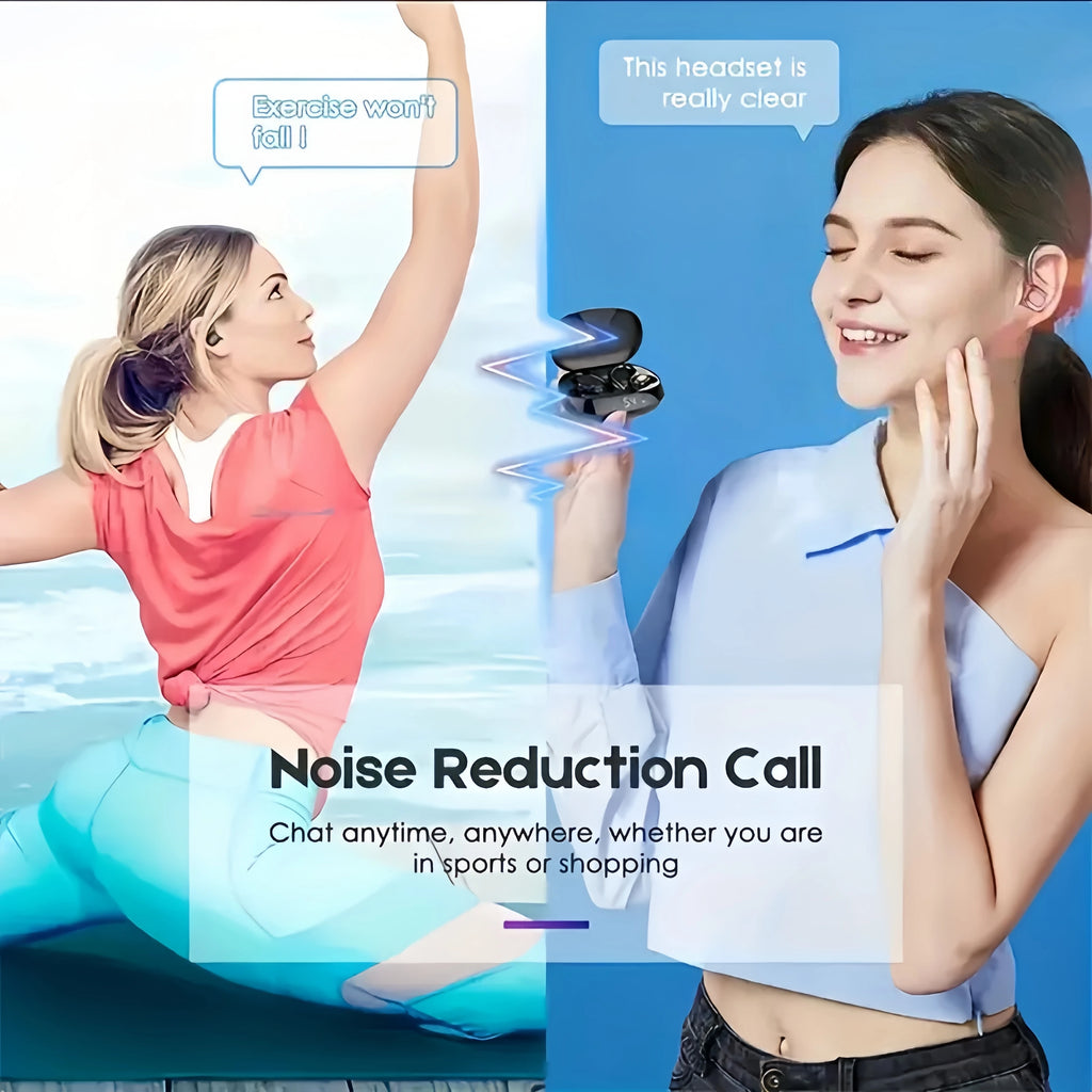 Urban Techy True Wireless Earbuds – TWS Sports Ear Clip with Mic & LED Display