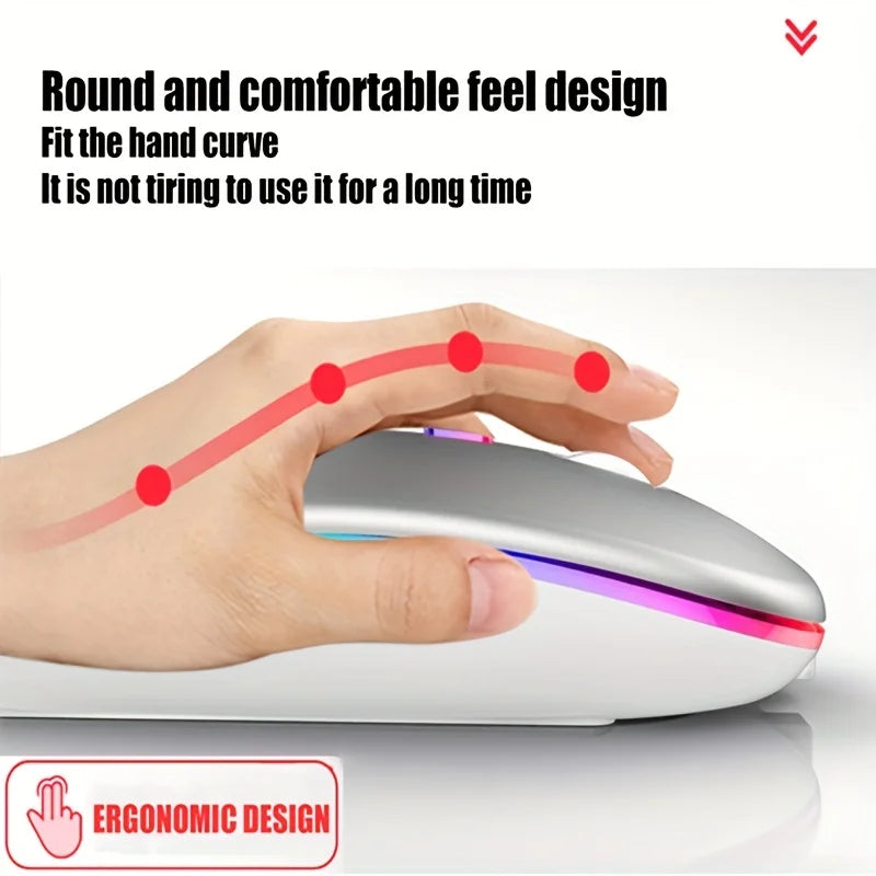 Urban Techy Quiet Wireless Mouse – 2.4GHz Bluetooth Rechargeable, 1600 DPI Backlit