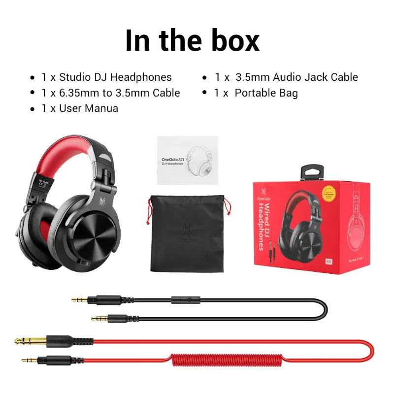 Oneodio A71 Wired Studio DJ Headphones – Over-Ear HiFi with Mic for Recording & Gaming