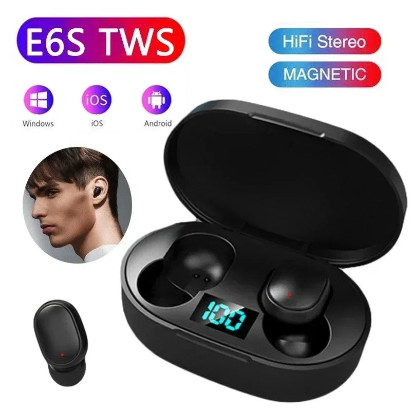 E6S TWS Wireless Bluetooth Earphones – Noise Cancelling with Microphone