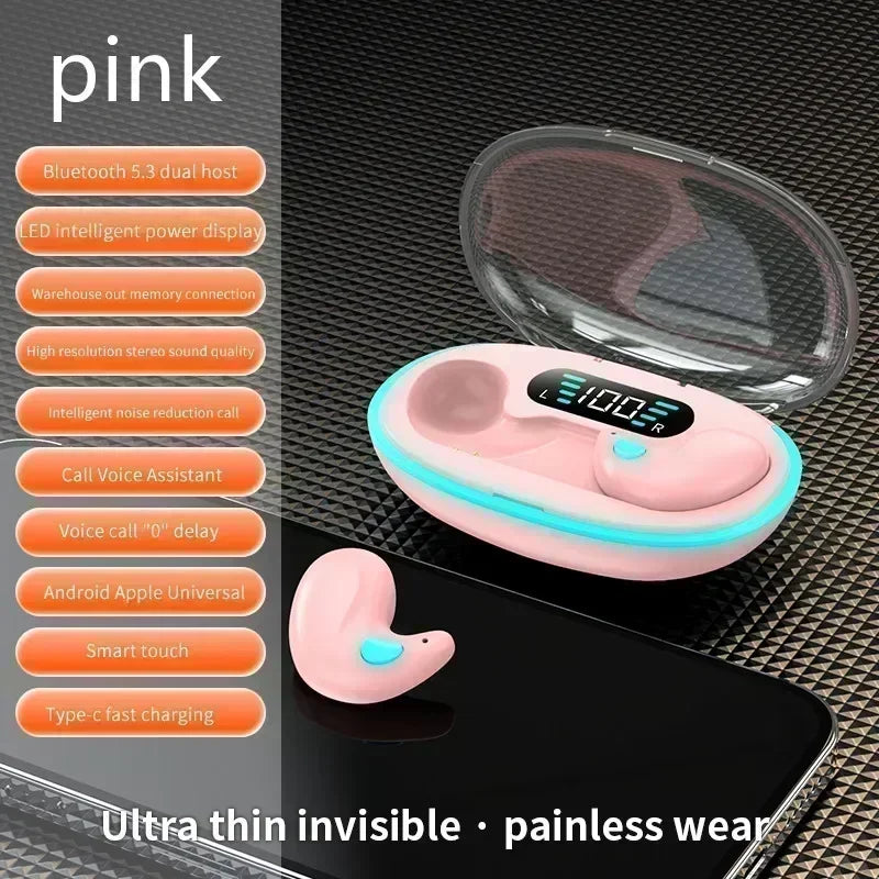 X55 Sleeping Wireless Earbuds – Mini TWS Hidden Headset with Mic, HD Call & Waterproof