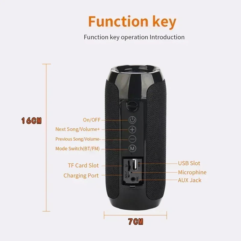 Urban Techy Portable Wireless Bluetooth Speaker – Waterproof Subwoofer, FM Radio & TF