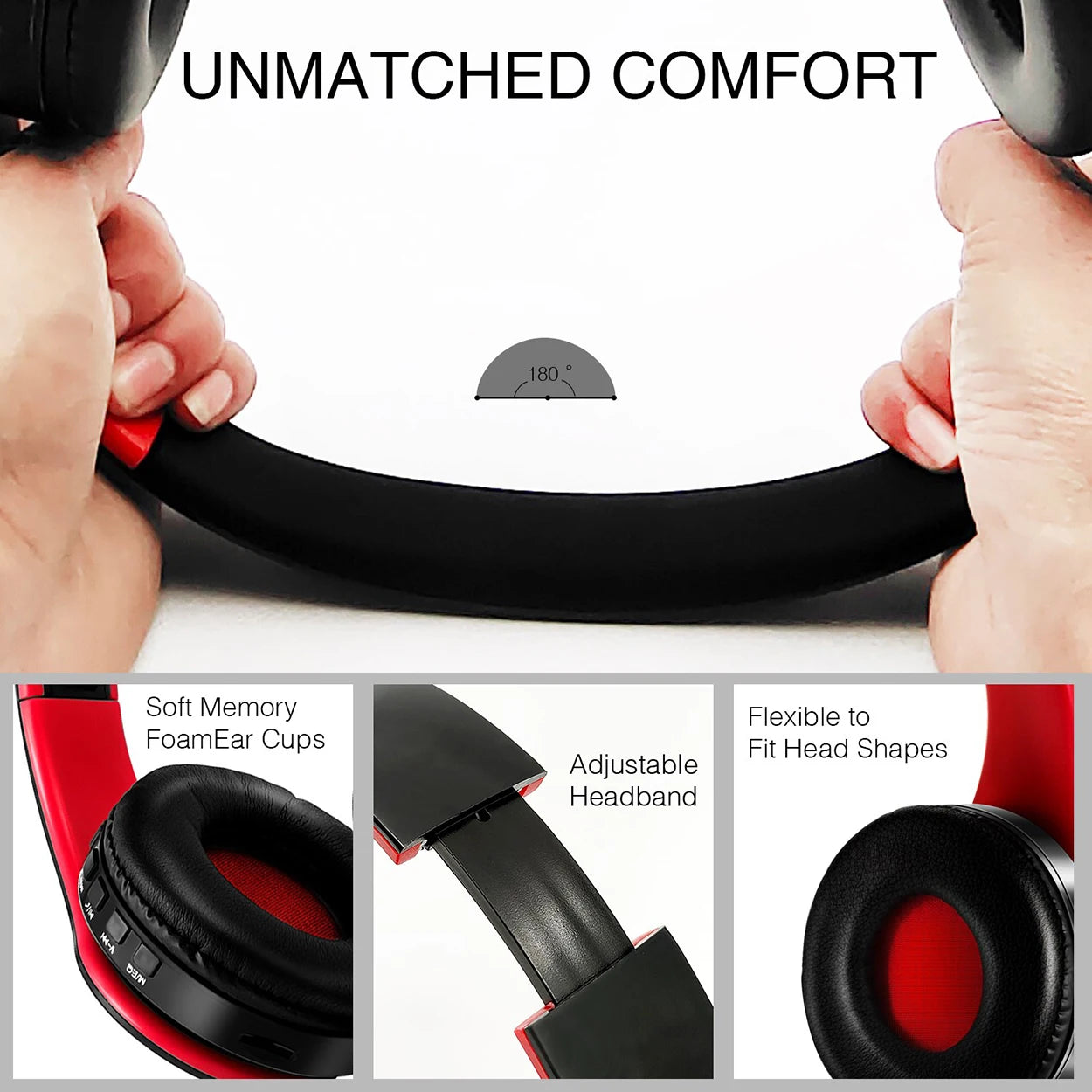 Urban Techy Wireless Bluetooth Stereo Headset – Sports Overhead with Mic for TV, PC & Tablet
