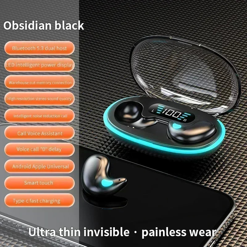 X55 Sleeping Wireless Earbuds – Mini TWS Hidden Headset with Mic, HD Call & Waterproof