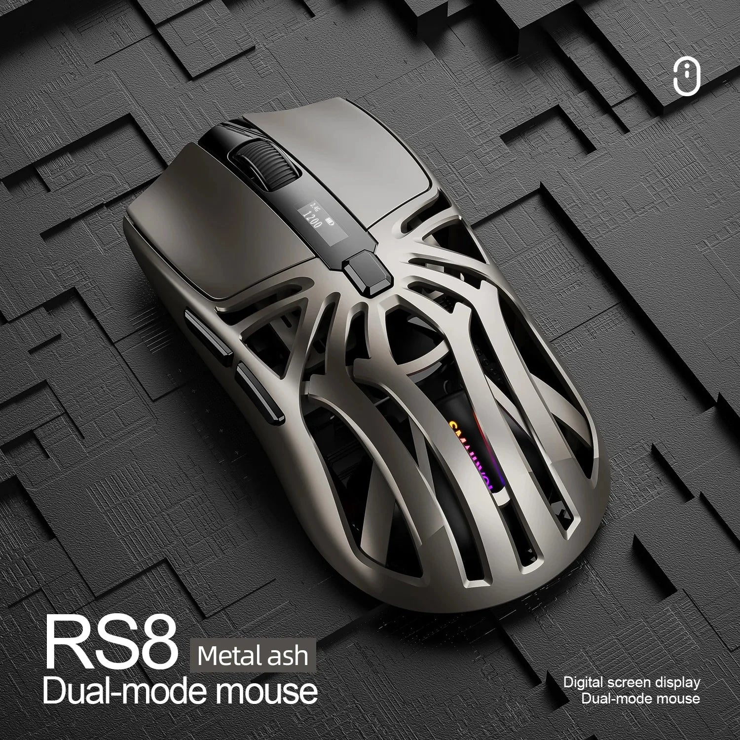 SmailWolf RS8 Wireless Gaming Mouse – Tri-Mode, Hollow Lightweight Design, 1000Hz