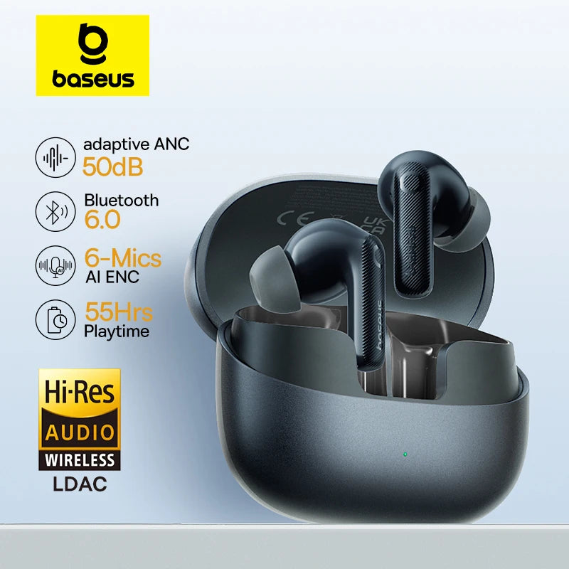 Baseus EP10 Pro ANC Wireless Earbuds – Bluetooth 6.0, 50dB Noise Cancelling, Hi-Res LDAC