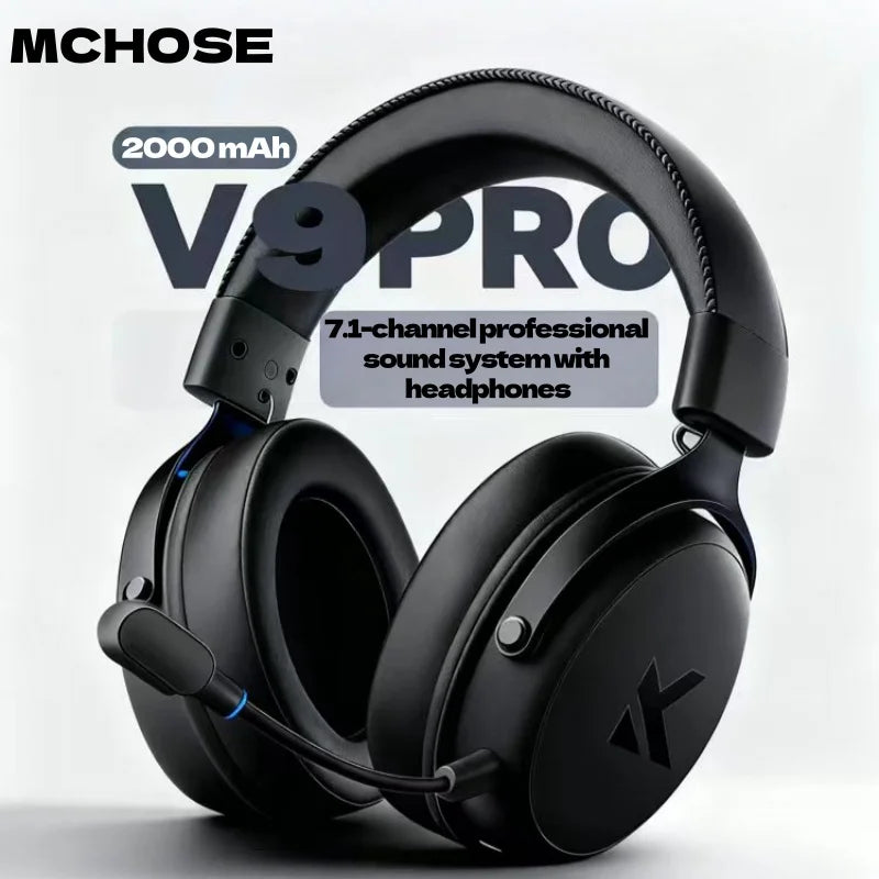 MCHOSE V9 Pro Wireless Gaming Headset – 7.1 Surround Sound, Noise Cancelling Mic