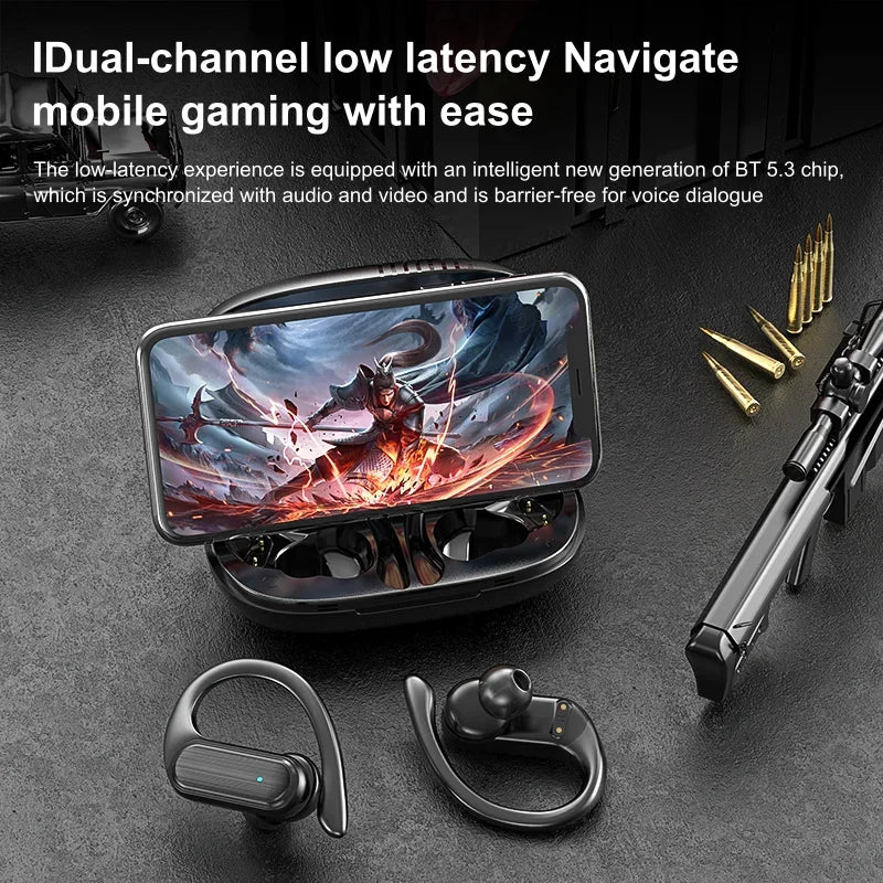 A520 TWS Wireless Earphones – Ear Hook Gaming & Sports Earbuds with Touch Control & Mic