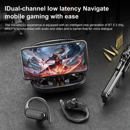 A520 TWS Wireless Earphones – Ear Hook Gaming & Sports Earbuds with Touch Control & Mic