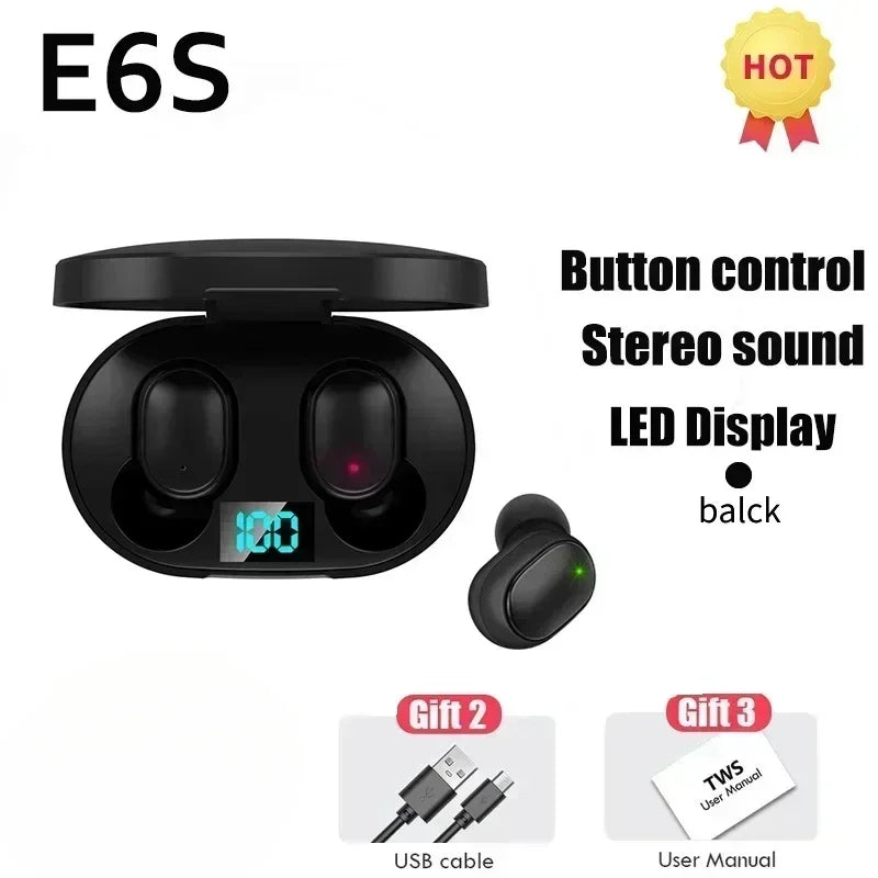 E6S TWS Wireless Bluetooth Earphones – Noise Cancelling with Microphone