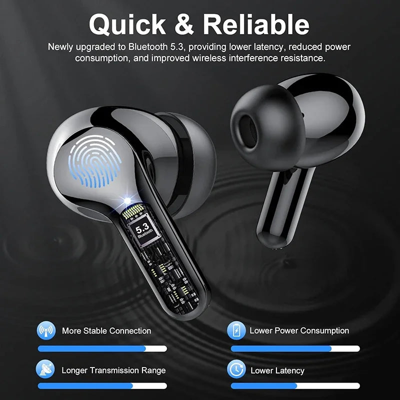 Urban Techy HiFi Wireless Earbuds – BT5.3, ENC Noise Cancelling, 48H Battery, IP7 Waterproof