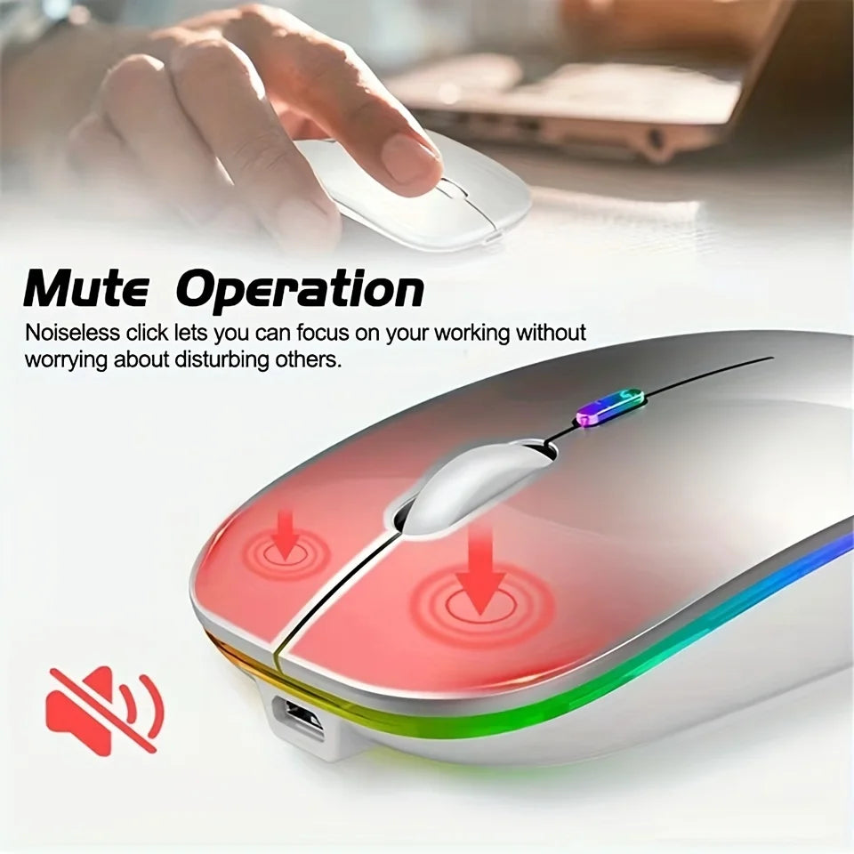 Urban Techy Quiet Wireless Mouse – 2.4GHz Bluetooth Rechargeable, 1600 DPI Backlit