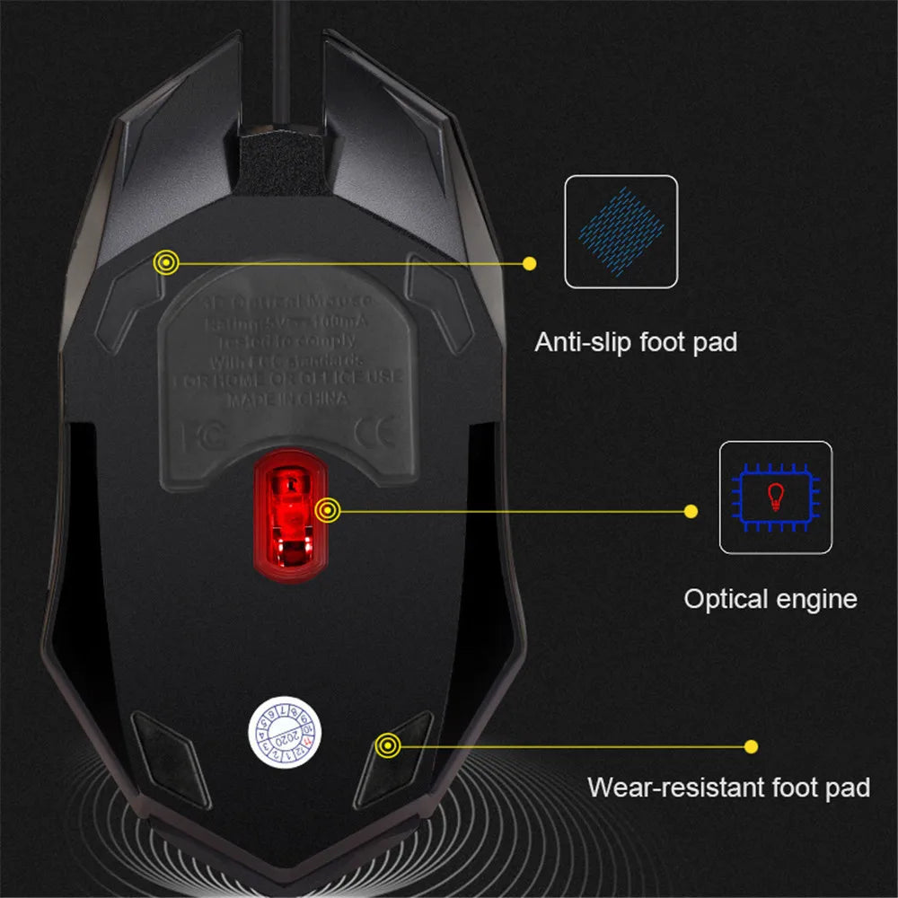 Urban Techy Wired Gaming Mouse – 5000 DPI, RGB Backlit, Silent Click