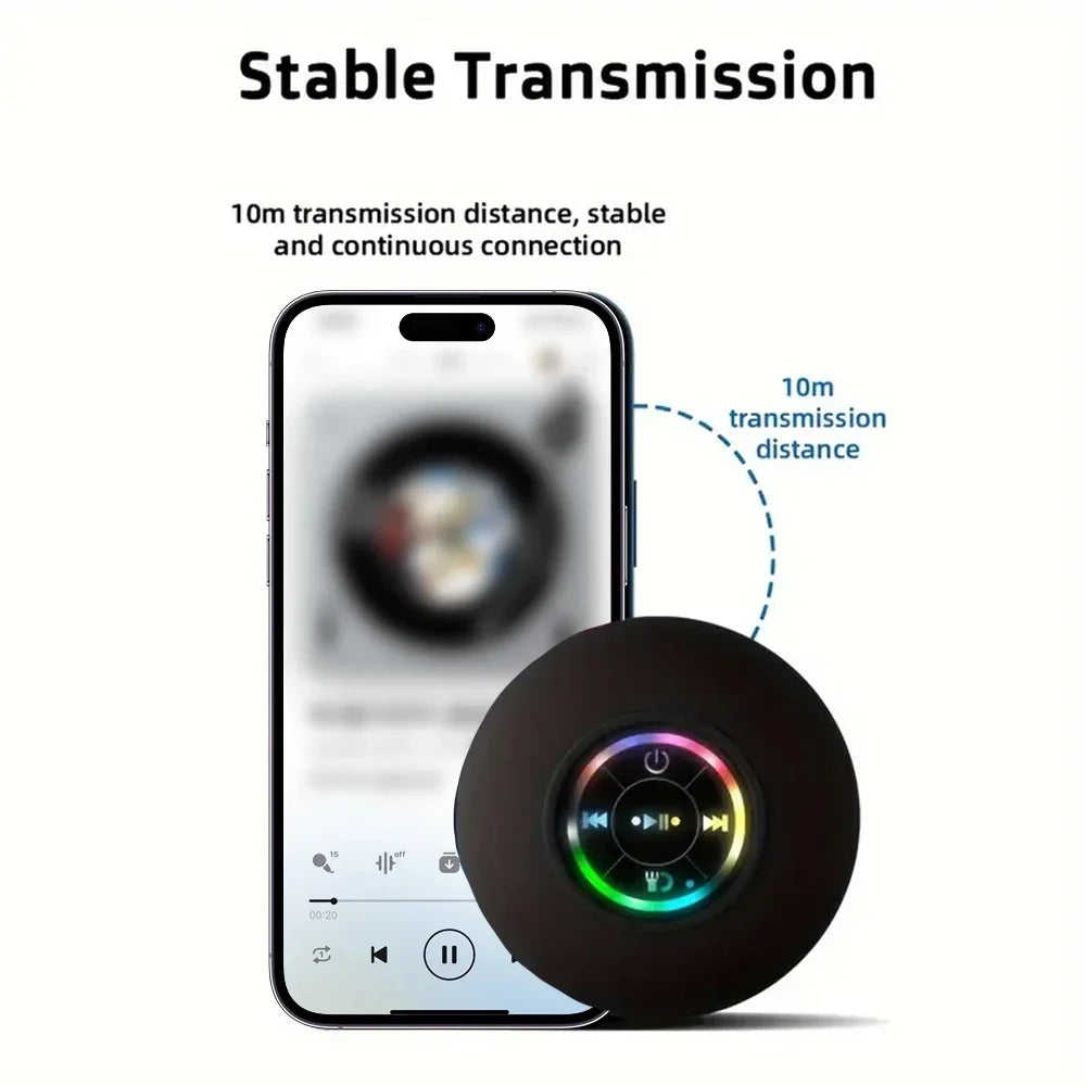 Urban Techy Mini Bluetooth Speaker – LED, IPX4 Waterproof, Suction Cup for Bathroom & Outdoor