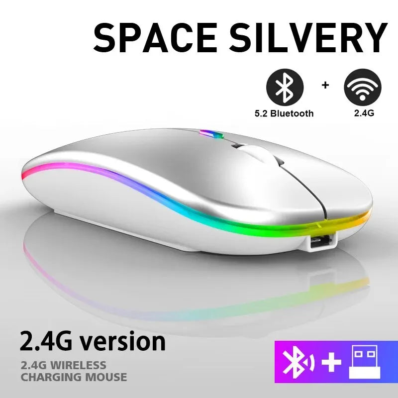 Urban Techy Wireless RGB Mouse – Rechargeable Bluetooth & USB, 3600 DPI