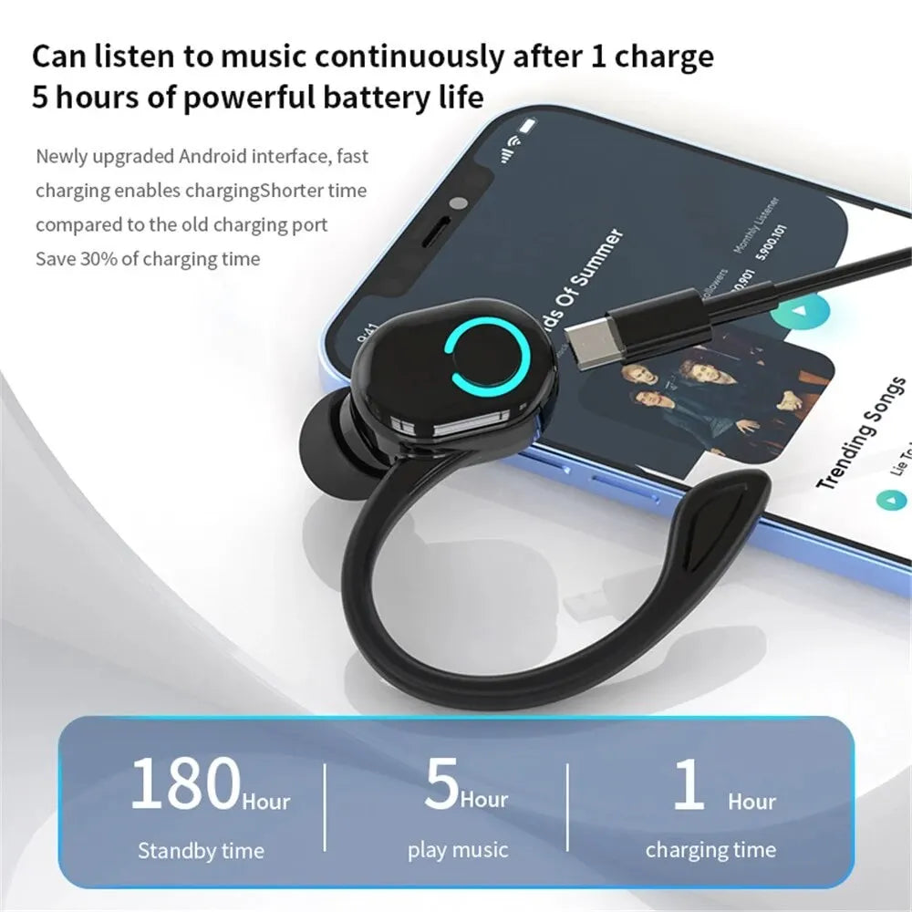 Urban Techy BT5.2 Single Ear Hook Business Earphone – Ultra Long Battery Wireless Headset