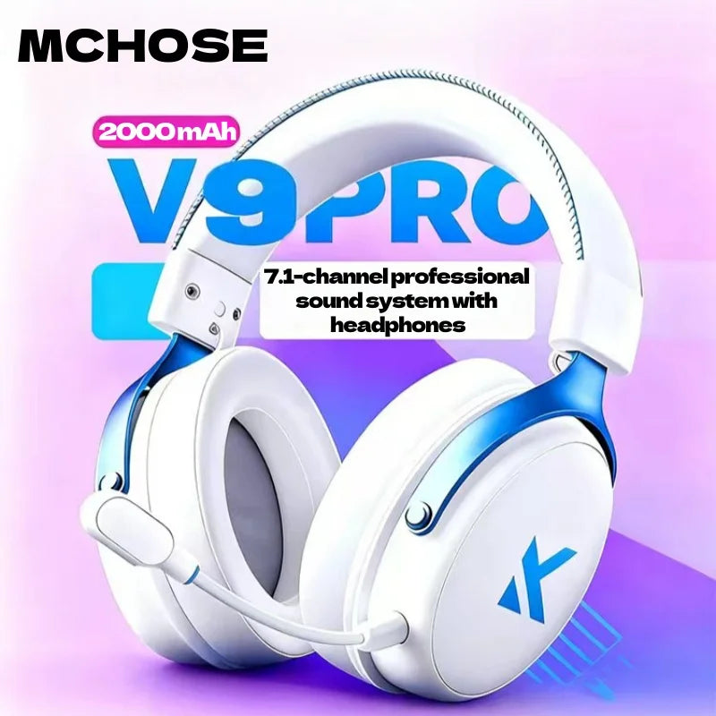 MCHOSE V9 Pro Wireless Gaming Headset – 7.1 Surround Sound, Noise Cancelling Mic