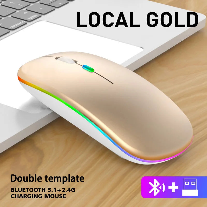 Urban Techy Wireless Mouse – RGB Rechargeable, Bluetooth & USB 2.4GHz for Laptop